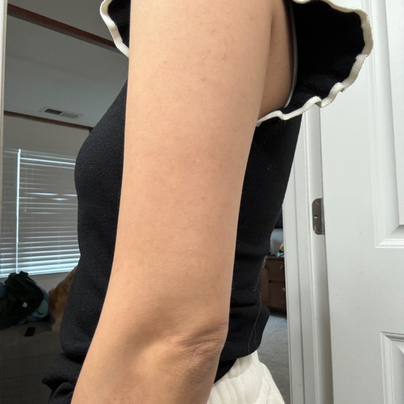 Ann Taylor Petite Tipped Ruffle Trim Shell - Picture 3 of 6